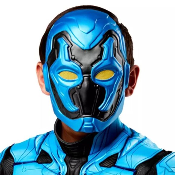 Blue Beetle Halloween Costume 10/12 Muscle Jumpsuit & Mask DC Comics Boys 2 Pc - Picture 3 of 5